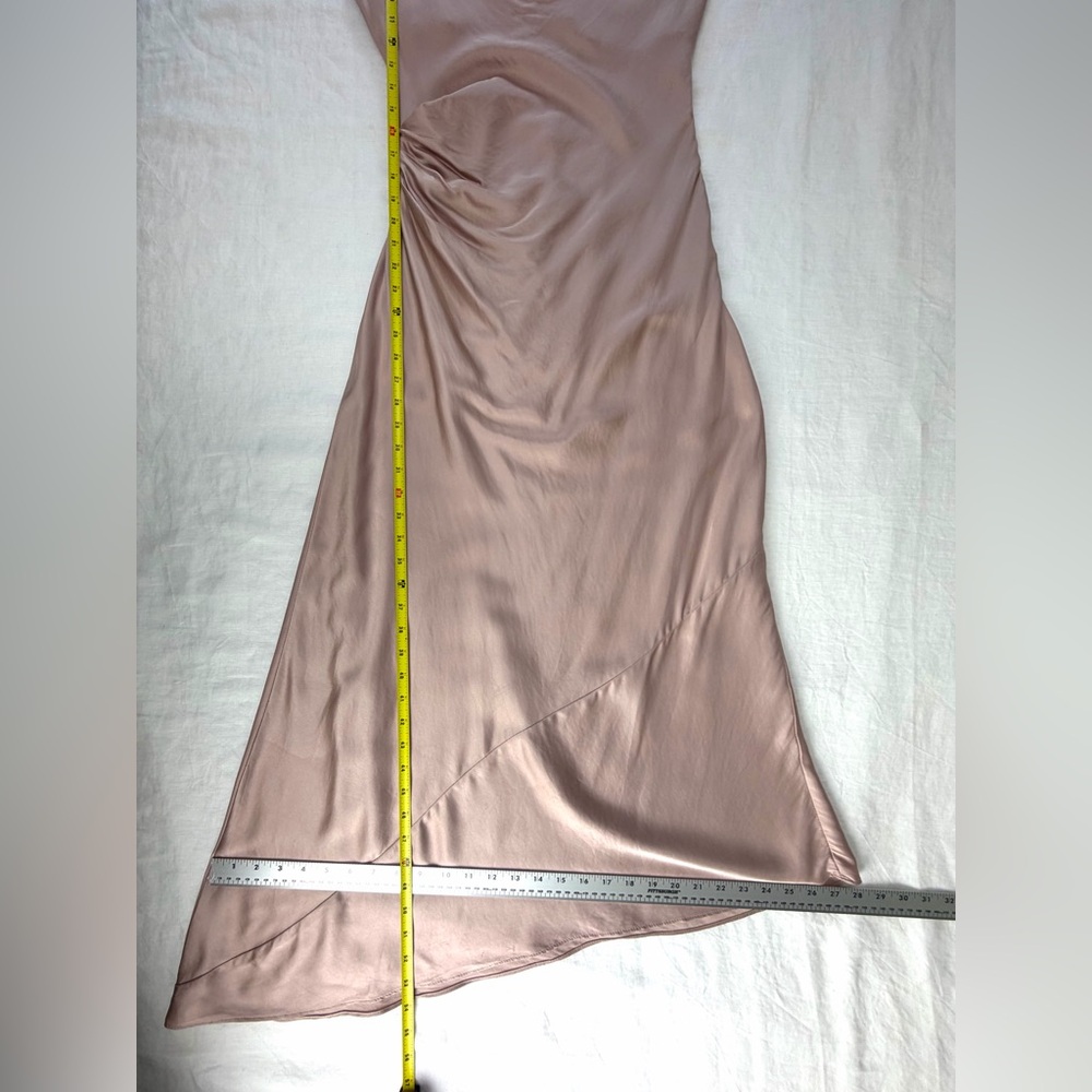 Zara Blush Cowl Neck Spaghetti Strap Slip Dress Asymmetrical Hem M - Picture 12 of 16
